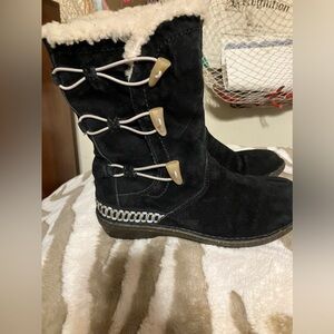 UGG Black Winter Boots with Cream Accents